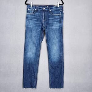 Rag & Bone Dre Jeans Womens 27 Blue Low Rise Slim Boyfriend Raw Hem Stretch